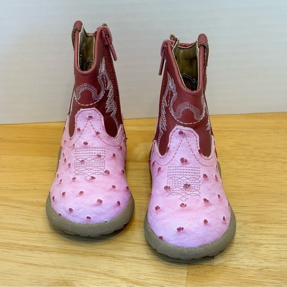 Infant Size 4 Roper brand faux ostrich light pink boots - Picture 3 of 9